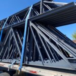 Steel Joists on a flatbed truck for shipment.